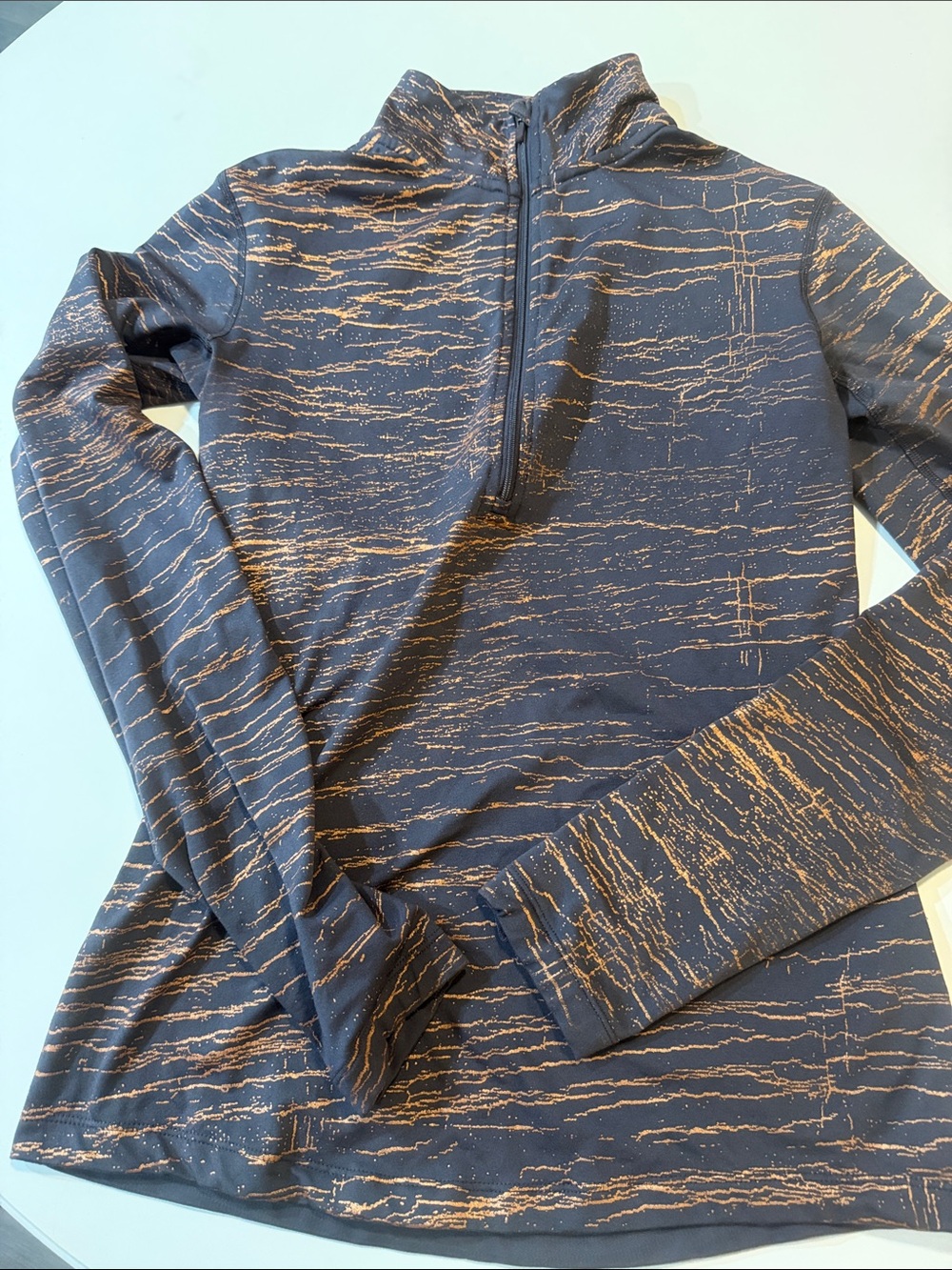 Nike purple Half-Zip Mock Neck Top with Metallic Copper Streaks
